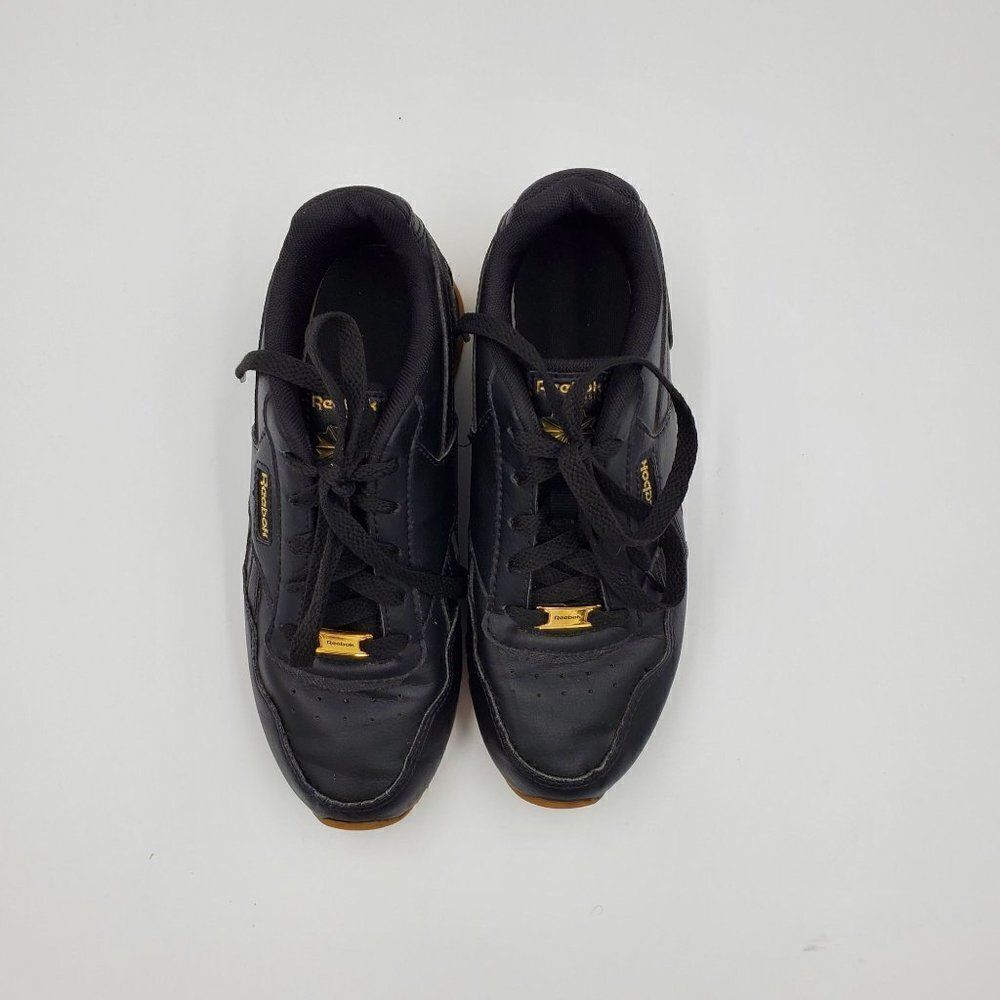 Reebok Classic Sneakers Black & Gold Boys Size 2 Excellent